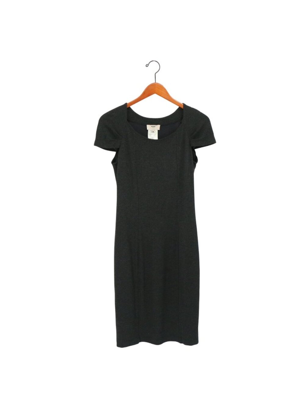 Fuzzi by Jean Paul Gaultier Heathered Charcoal Gray Pleated Short Sleeve Dress M